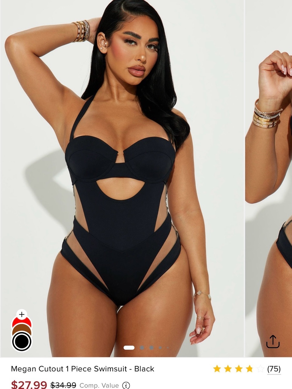 Fashion Nova Black Megan Cutout One-Piece Swimsuit